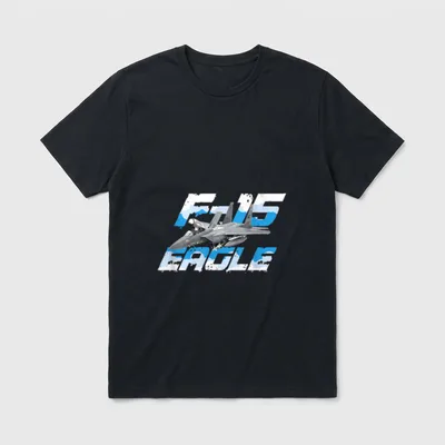 F-15 Strike Eagle Pilot T-Shirt – F-15 STRIKE EAGLE text with jet in motion – Classic T-Shirt in Black