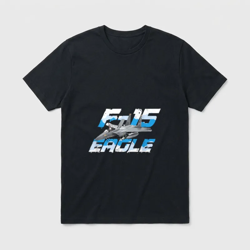 F-15 Strike Eagle Pilot T-Shirt – F-15 STRIKE EAGLE text with jet in motion – Classic T-Shirt in Black
