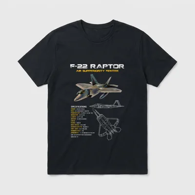 Force F-22 Raptor Fighter Jet Military T-Shirt – Classic T-Shirt in Black
