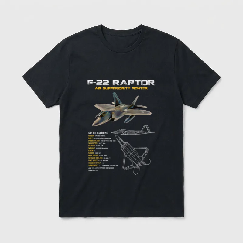 Force F-22 Raptor Fighter Jet Military T-Shirt – Classic T-Shirt in Black
