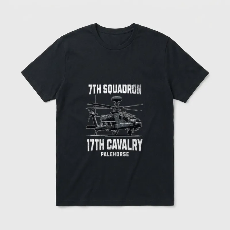 Squadron 17th Cavalry Apache Helicopter Military T-Shirt – Classic T-Shirt in Black