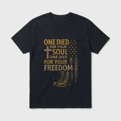 Military Cross American Flag T-Shirt – Classic T-Shirt in Black