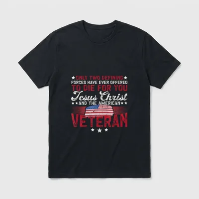 Two Defining Forces Jesus Christ Veteran T-Shirt – Classic T-Shirt in Black