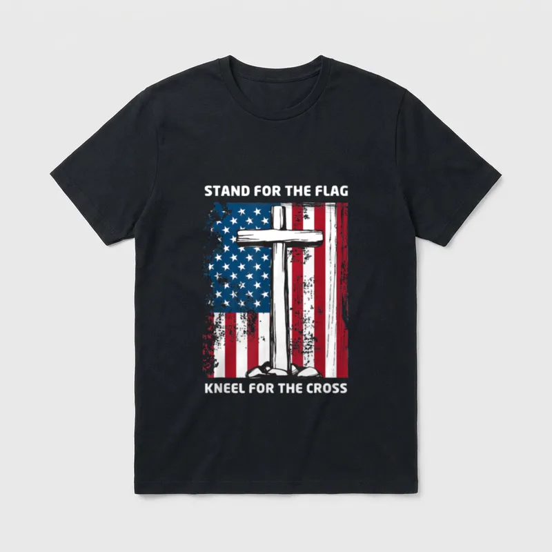 Kneel Cross 4th of July Veteran T-Shirt – Classic T-Shirt in Black
