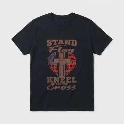 FLAG KNEEL CROSS American Veteran STAND T-Shirt – Classic T-Shirt in Black