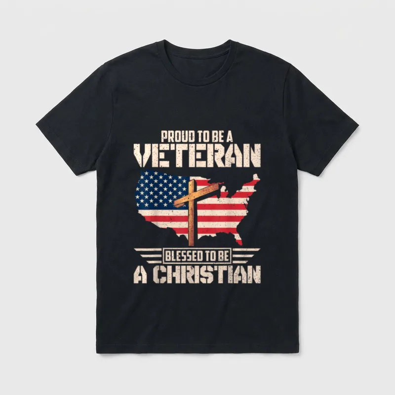 Proud Veteran Christian T-Shirt – Classic T-Shirt in Black