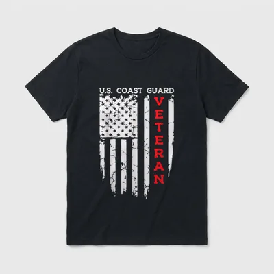 Coast Guard Veteran T-Shirt – U.S. Coast Guard Veteran text and distressed flag design – Classic T-Shirt in Black