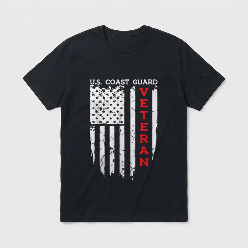 Coast Guard Veteran T-Shirt – U.S. Coast Guard Veteran text and distressed flag design – Classic T-Shirt in Black