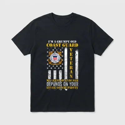 Grumpy Coast Guard Veteran T-Shirt – Classic T-Shirt in Black