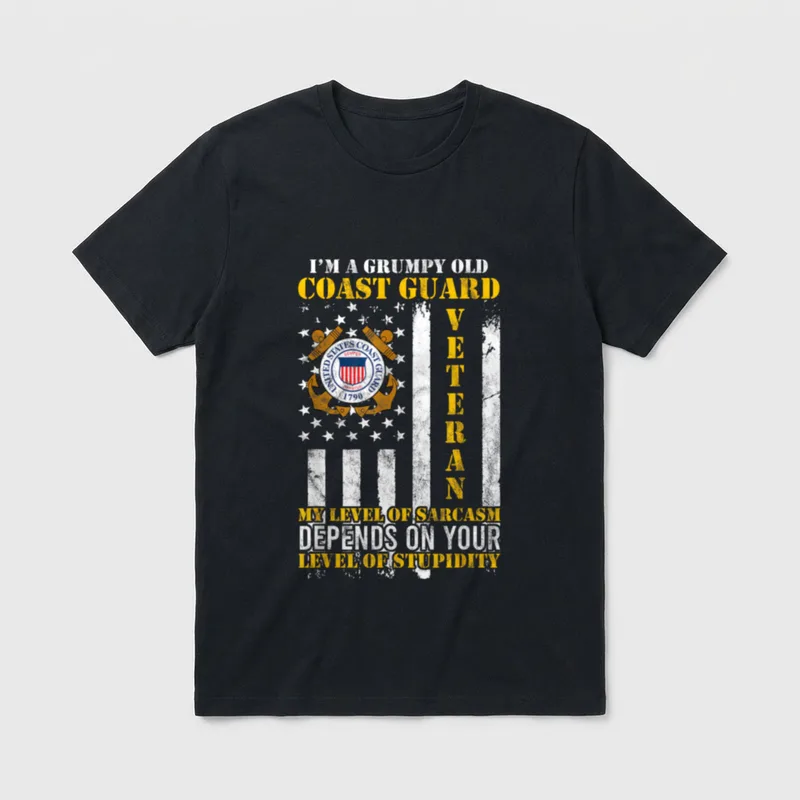 Grumpy Coast Guard Veteran T-Shirt – Classic T-Shirt in Black