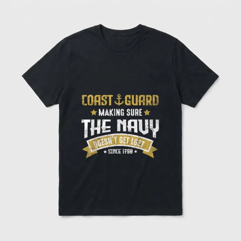 USCG Patriotic Vintage T-Shirt – COAST GUARD MAKING SURE THE NAVY DOESN'T GET LOST SINCE 1790 – Classic T-Shirt in Black
