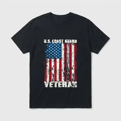 Coast Guard Veteran USCG American Flag T-Shirt – Classic T-Shirt in Black
