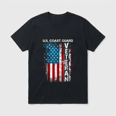 US Coast Guard Veteran American Flag T-Shirt – Classic T-Shirt in Black