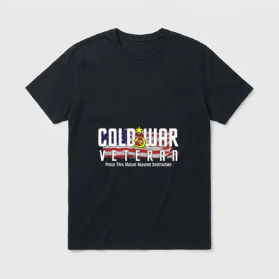 Military Cold War Service T-Shirt – COLD WAR VETERAN with flag split and hammer-star symbol – Classic T-Shirt in Black