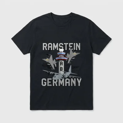 Ramstein Air Base Veteran T-Shirt – Ramstein AB Germany text with control tower and military jets – Classic T-Shirt in Black