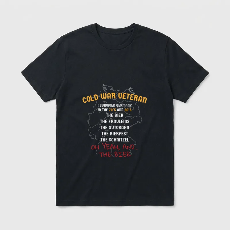 Cold War Veteran Germany T-Shirt – Cold War Veteran with list of German highlights and beer – Classic T-Shirt in Black