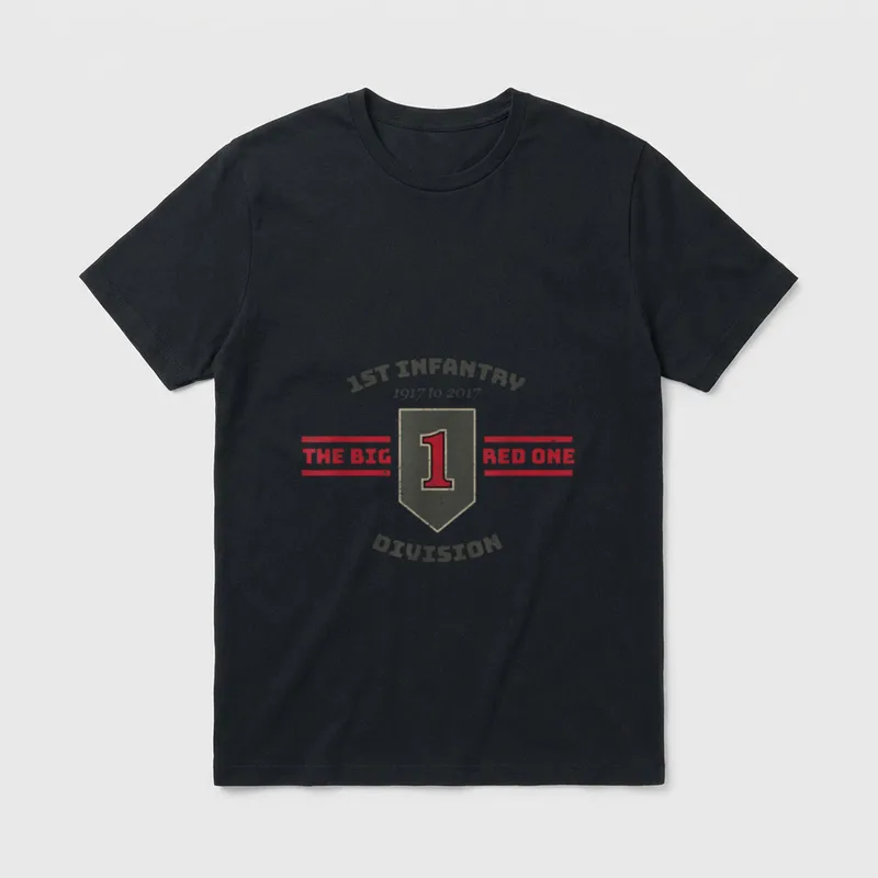 Big Red One Army T-Shirt – 1ST INFANTRY 1917 to 2017 THE BIG RED ONE DIVISION shield – Classic T-Shirt in Black
