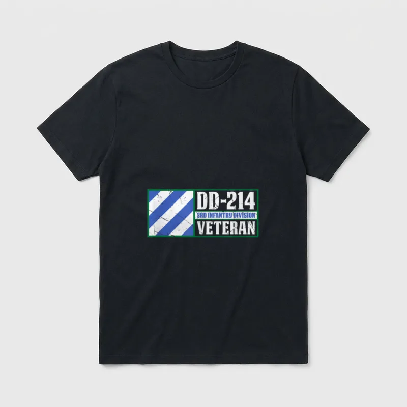 Army DD-214 Veteran T-Shirt – DD-214, 3RD INFANTRY DIVISION, VETERAN with division patch – Classic T-Shirt in Black