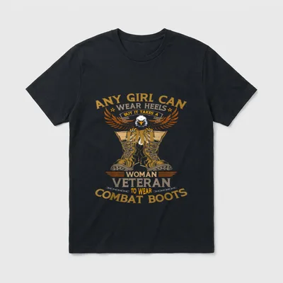 Women Veteran Combat Boots T-Shirt – Classic T-Shirt in Black