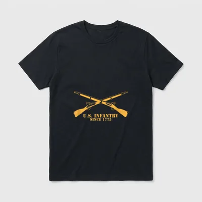 Military Infantry Veteran T-Shirt – U.S. INFANTRY SINCE 1775 with crossed rifles – Classic T-Shirt in Black