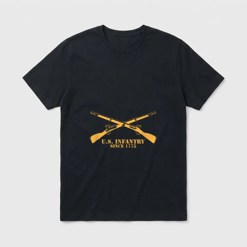 Military Infantry Veteran T-Shirt – U.S. INFANTRY SINCE 1775 with crossed rifles – Classic T-Shirt in Black
