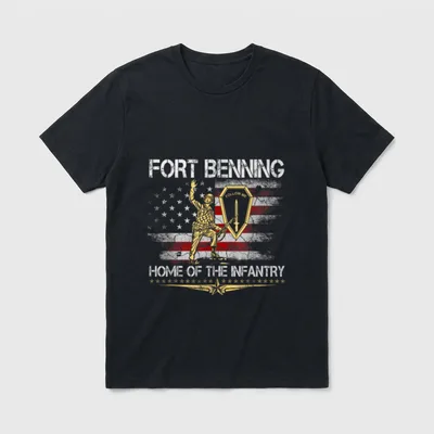 Fort Benning Infantry School Veteran T-Shirt – Fort Benning, Follow Me, Home of the Infantry – Classic T-Shirt in Black