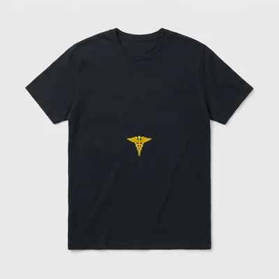 Army Medical Corps Veteran T-Shirt – Gold caduceus symbol centered on shirt – Classic T-Shirt in Black