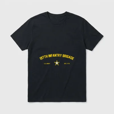 197th Infantry Brigade T-Shirt – 197th Infantry Brigade text with Army star and establishment year – Classic T-Shirt in Black