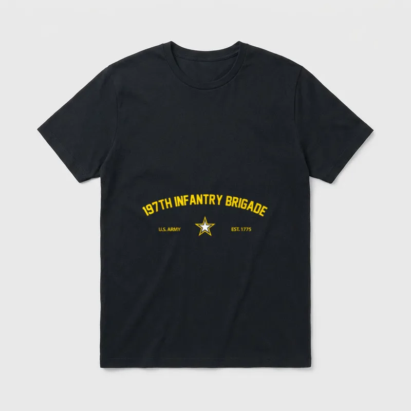 197th Infantry Brigade T-Shirt – 197th Infantry Brigade text with Army star and establishment year – Classic T-Shirt in Black