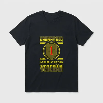 Infantry Division Veteran Pride T-Shirt – Yellow text reading "GRUMPY OLD, – Classic T-Shirt in Black