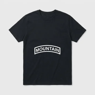 Military Mountain Infantry T-Shirt – MOUNTAIN text on curved military tab patch – Classic T-Shirt in Black