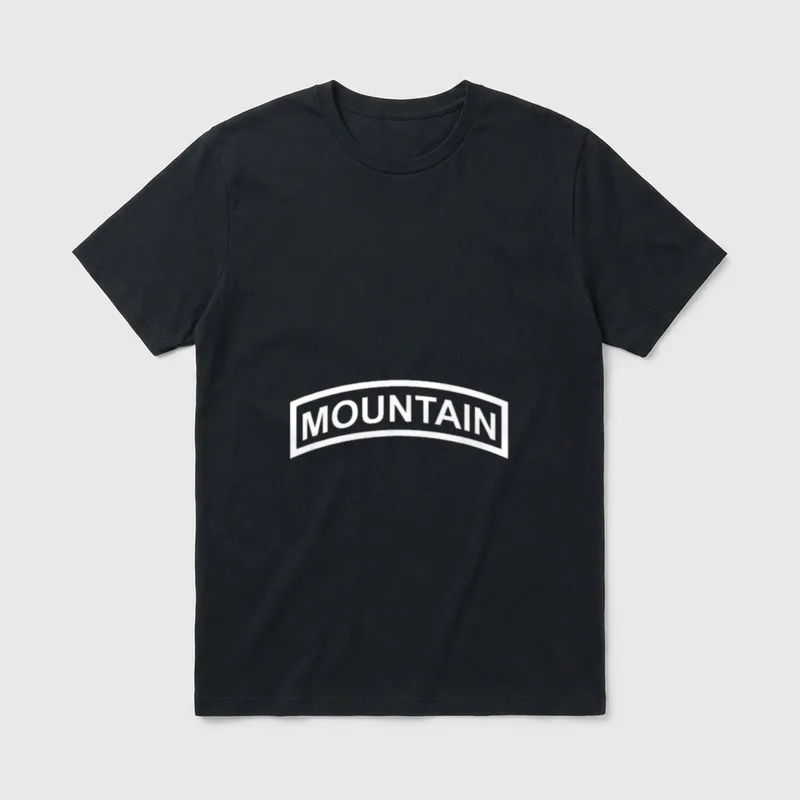 Military Mountain Infantry T-Shirt – MOUNTAIN text on curved military tab patch – Classic T-Shirt in Black