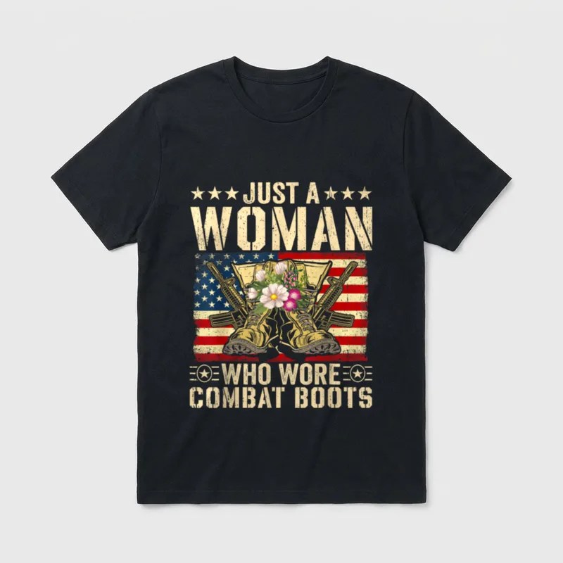 Woman Combat Boots Military Veteran T-Shirt – Classic T-Shirt in Black