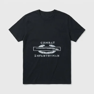 Proud Infantry Veteran T-Shirt – Combat Infantryman text with rifle and badge wreath – Classic T-Shirt in Black