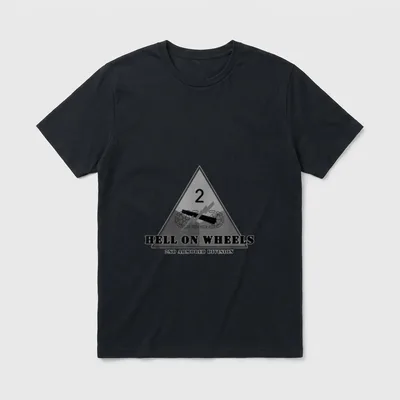 Military Veteran Emblem T-Shirt – Hell on Wheels motto with 2nd Armored Division emblem – Classic T-Shirt in Black