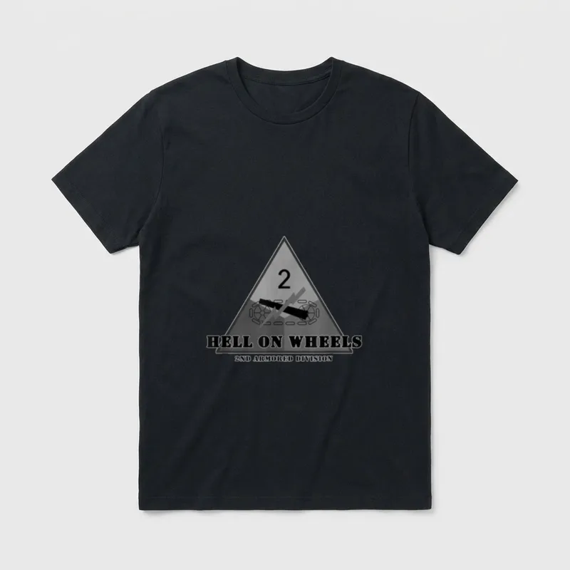Military Veteran Emblem T-Shirt – Hell on Wheels motto with 2nd Armored Division emblem – Classic T-Shirt in Black