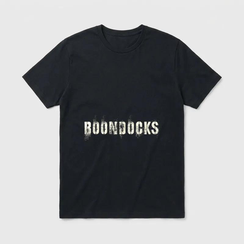 Military Veteran Grunt T-Shirt – BOONDOCKS text in weathered, distressed typeface – Classic T-Shirt in Black