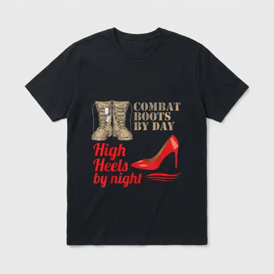Female Veteran Combat Boots by Day T-Shirt – Classic T-Shirt in Black
