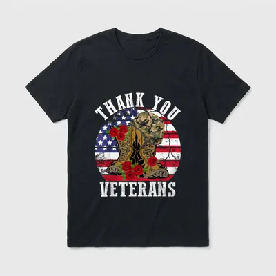 Vintage Veterans Day Combat Boots T-Shirt – Classic T-Shirt in Black