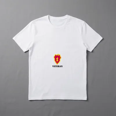 25th ID Military Patch T-Shirt – Red shield with yellow lightning bolt and "VETERAN" text – Classic T-Shirt in Black