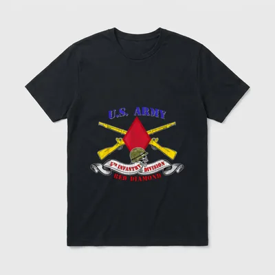 Red Diamond 5th ID Military T-Shirt – 5th Infantry Division Red Diamond emblem with crossed rifles – Classic T-Shirt in Black