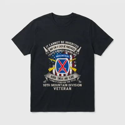 th Mountain Division Veteran T-Shirt – Earned with blood, sweat and tears military insignia – Classic T-Shirt in Black