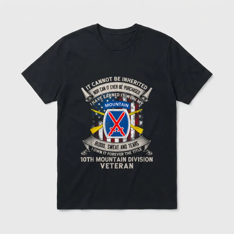 th Mountain Division Veteran T-Shirt – Earned with blood, sweat and tears military insignia – Classic T-Shirt in Black