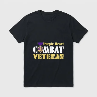 Purple Heart Combat Veteran Day T-Shirt – Classic T-Shirt in Black