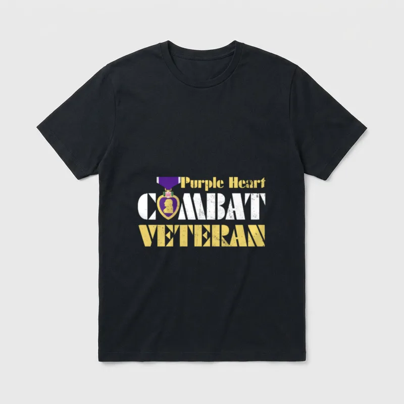 Purple Heart Combat Veteran Day T-Shirt – Classic T-Shirt in Black