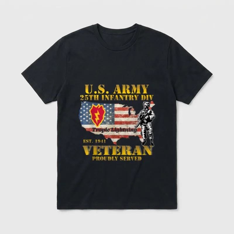 Tropic Lightning 25th Infantry Division Hawaii T-Shirt – Classic T-Shirt in Black