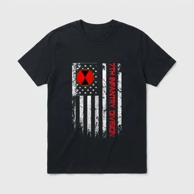 7th Infantry Division Vintage USA Flag T-Shirt – Classic T-Shirt in Black