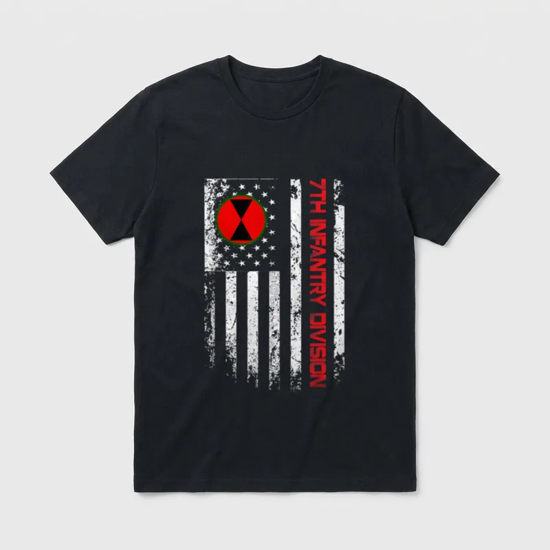 7th Infantry Division Vintage USA Flag T-Shirt – Classic T-Shirt in Black