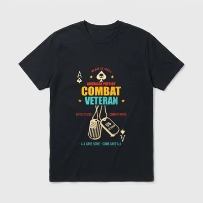 American Patriot Combat Veteran Us Retro T-Shirt – Classic T-Shirt in Black