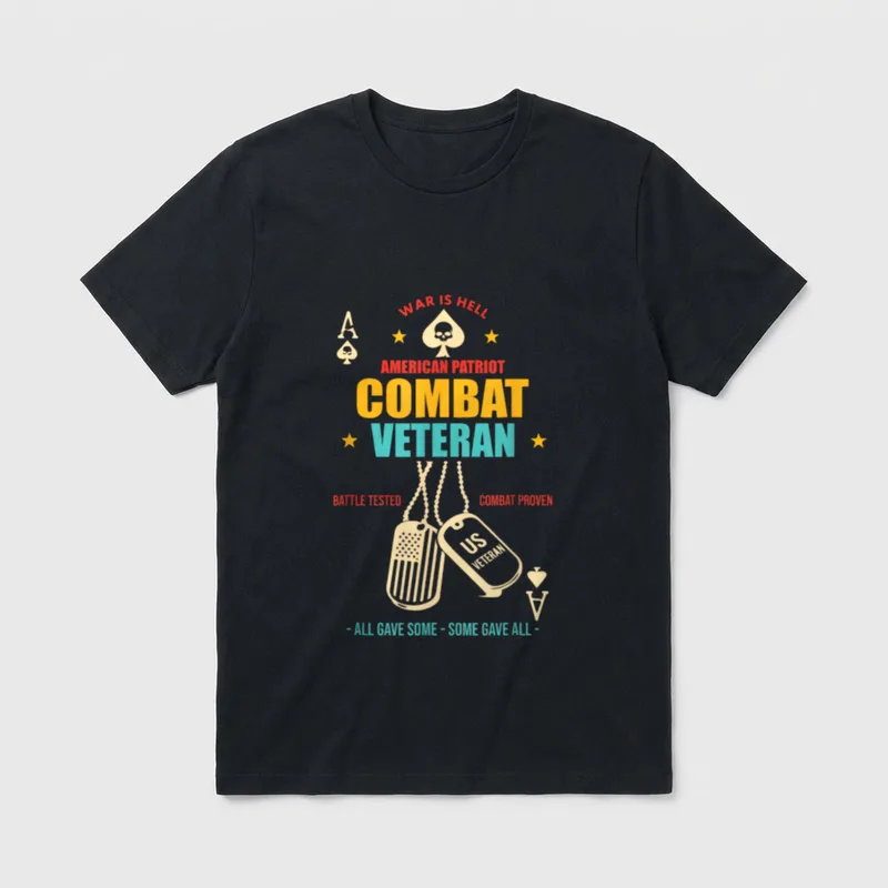 American Patriot Combat Veteran Us Retro T-Shirt – Classic T-Shirt in Black